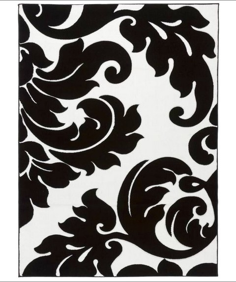 Black And White Damask Area Rug