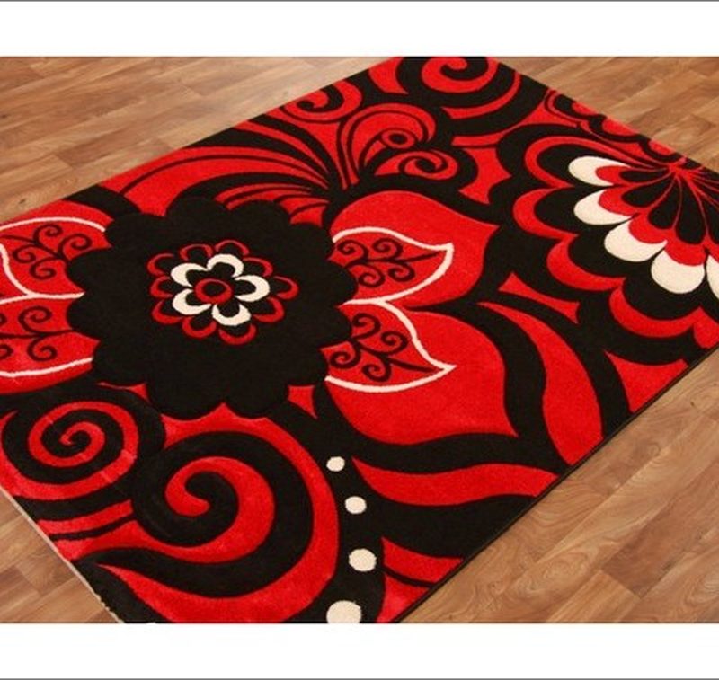 Red Black And White Area Rugs